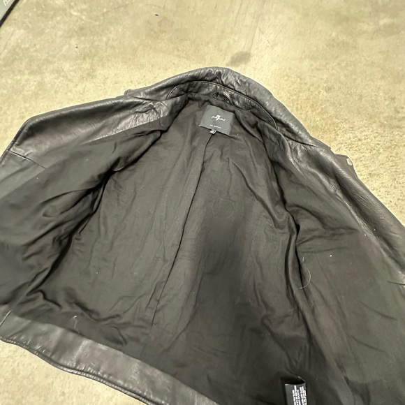 7 For All Mankind Leather motorcycle Jacket black grunge size medium punk rock - Picture 7 of 8